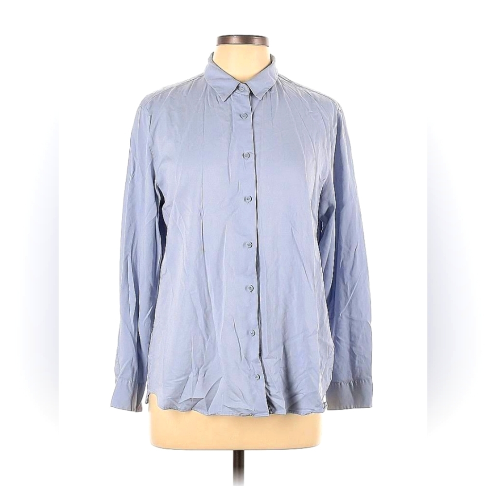 Uniqlo Women's Blue Rayon Button Up